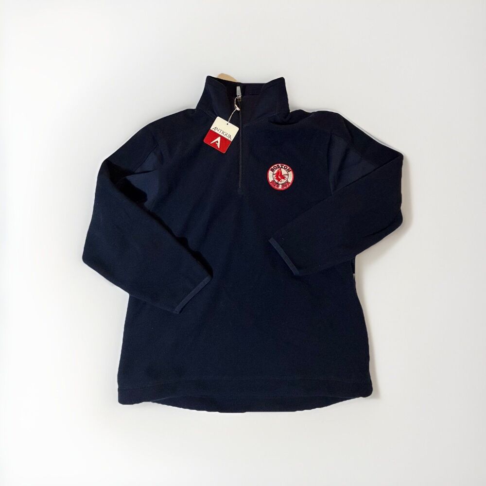 NWT Antigua Boston Red Sox 1/4 Zip Fleece Pullover Youth Medium 10/12 Navy